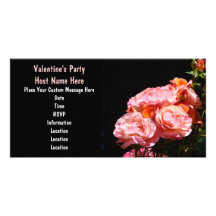 Roses de rose de noir d'invitations de la partie d photocarte customisée
