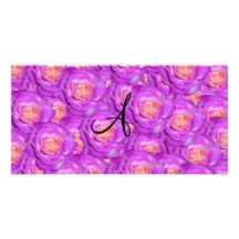 Roses de roses indien de monogramme cartes de vœux avec photo