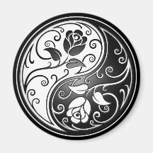 Roses de Yin Yang, noirs Magnets Pour Réfrigérateur
