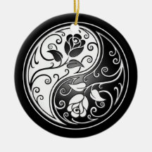 Roses de Yin Yang, noirs Ornement De Noël