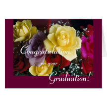 Roses d'obtention du diplôme carte de vœux