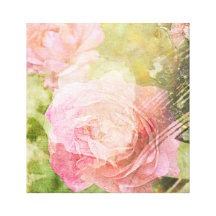 Roses doux toiles tendues sur châssis