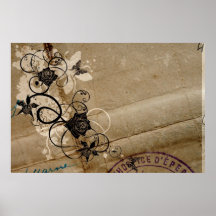 Roses et affiche de papillons