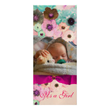 ROSES ET ARC ROSES, MODÈLE PHOTO DE BABY SHOWER CARTONS D'INVITATION PERSONNALISÉS