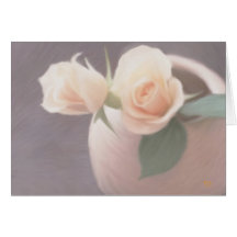 Roses et cartes en pastel de vase