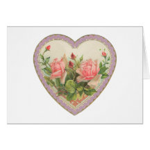 Roses et coeur vintage de Valentine de lavande Cartes De Vœux