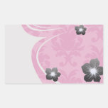 roses indien sur le motif chic rose de damassé autocollant rectangulaire
