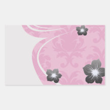 roses indien sur le motif chic rose de damassé autocollant rectangulaire