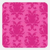 roses indien sur le motif chic rose de damassé autocollant carré