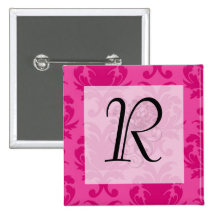 roses indien sur le motif chic rose de damassé badge avec épingle