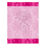 roses indien sur le motif chic rose de damassé carte postale