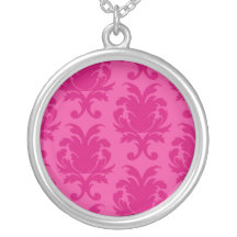 roses indien sur le motif chic rose de damassé pendentif