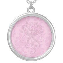 roses indien sur le motif chic rose de damassé pendentif personnalisé