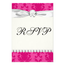 roses indien sur le motif chic rose de damassé invitations personnalisables