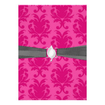 roses indien sur le motif chic rose de damassé invitations