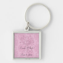 roses indien sur le motif chic rose de damassé porte-clef