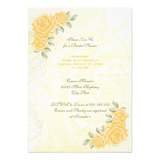 Roses jaunes vintages épousant l'invitation nuptia