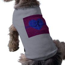 Roses roses de bleu de monogramme de scintillement tee-shirts pour animaux domestiques