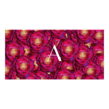 Roses roses de monogramme carte avec photo