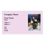 Roses roses et delphinium pourpre modèle de carte de visite