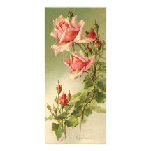 Roses roses vintages de jardin pour la Saint-Valen Modèle De Carte Double