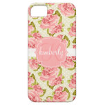 Roses roses vintages Girly décorés d'un monogramme Étui iPhone 5