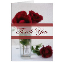 Roses rouge foncé dans le Merci en verre 1 Cartes