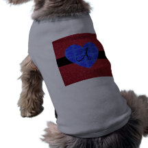 Roses rouges de bleu de monogramme de scintillemen t-shirts pour chien
