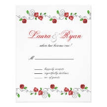 Roses rouges de Paris France de carte- de réponse  Cartons D'invitation Personnalisés