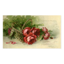 Roses rouges de Saint-Valentin victorienne vintage Carte De Visite