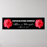 Roses rouges épousant ou bannière de fiançailles affiche