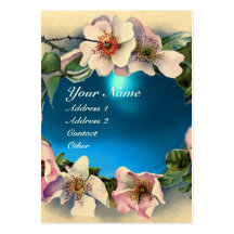 ROSES SAUVAGES AVEC LE MONOGRAMME BLEU DE GEMME D' CARTES DE VISITE PROFESSIONNELLES
