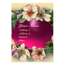 ROSES SAUVAGES AVEC LE MONOGRAMME FUCHSIA ROSE DE  MODÈLE DE CARTE DE VISITE