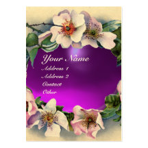 ROSES SAUVAGES AVEC LE MONOGRAMME POURPRE DE GEMME CARTES DE VISITE PROFESSIONNELLES