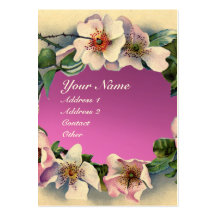 ROSES SAUVAGES AVEC LE MONOGRAMME POURPRE ROSE DE  MODÈLE DE CARTE DE VISITE