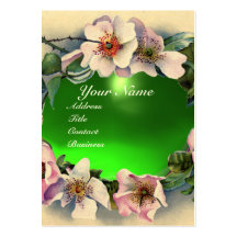 ROSES SAUVAGES AVEC LE MONOGRAMME VERT DE GEMME CARTE DE VISITE