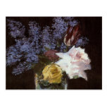 Roses, tulipes, lilas dans un vase en cristal - ca