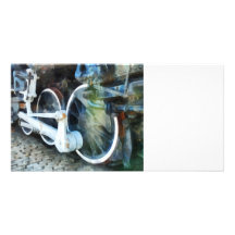 Roues de train cartes de vœux avec photo
