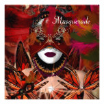 Rouge 3 de noir de masque de partie de boule de ma faire-parts