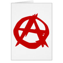 Rouge A de symbole d'anarchie et cercle sans règle Carte De Vœux
