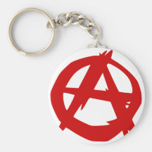 Rouge A de symbole d'anarchie et cercle sans règle Porte-clefs