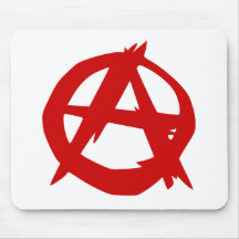 Rouge A de symbole d'anarchie et cercle sans règle Tapis De Souris