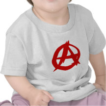 Rouge A de symbole d'anarchie et cercle sans règle T-shirts