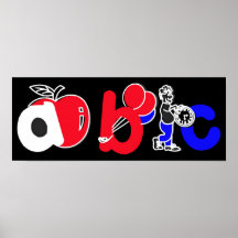 Rouge, blanc, bleu et noir, logo d'alphabet d'ABC Affiche