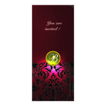 Rouge Bourgogne de jaune de MONOGRAMME de GEMME de Cartons D'invitation Personnalisés