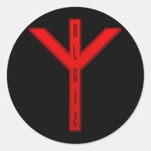 Rouge d'Algiz Rune Autocollant Rond
