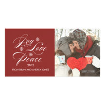 ROUGE DE CARTE PHOTO DE VACANCES DE JOIE D'AMOUR D PHOTOCARTES PERSONNALISÉES