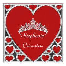 Rouge de fête d'anniversaire de Quinceañera Invitations