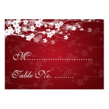Rouge de fleurs de cerisier de Placecards de maria Cartes De Visite Personnelles