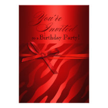 Rouge de jacquard de zèbre sur la fête d'anniversa bristols personnalisés